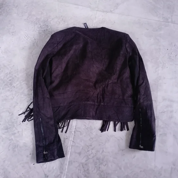 Fringe Suede Moto Jacket - Dark Brown DESIGN LAB LORD & TAYLOR - Picture 9 of 10